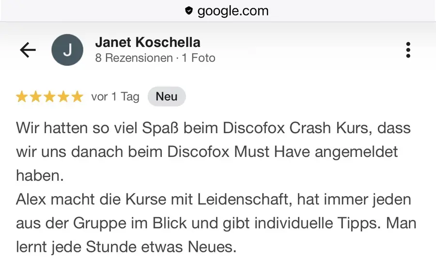 Google Bewertung 5